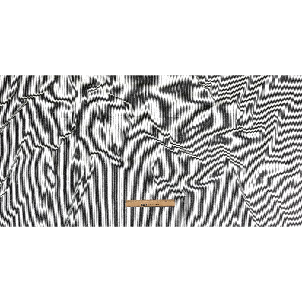 White and Dark Gray Loopy Stripes Stretch Cotton Twill Full