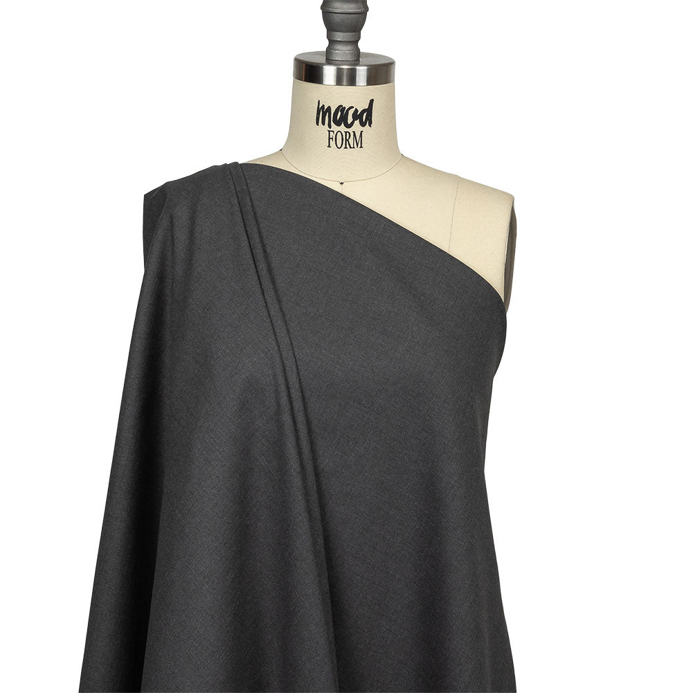 Heathered Gray Stretch Polyester Suiting Drape