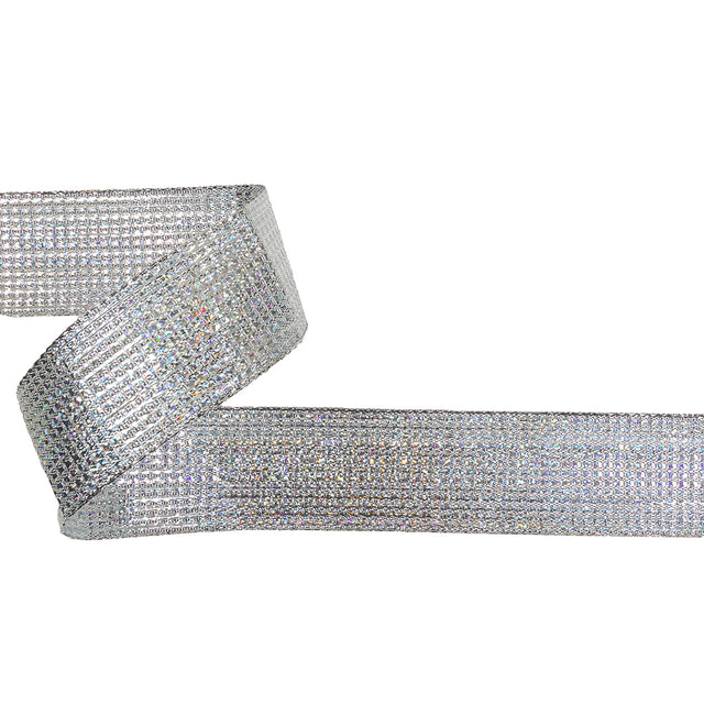 Metallic Silver Iridescent Wire Edged Ribbon - 1.5"