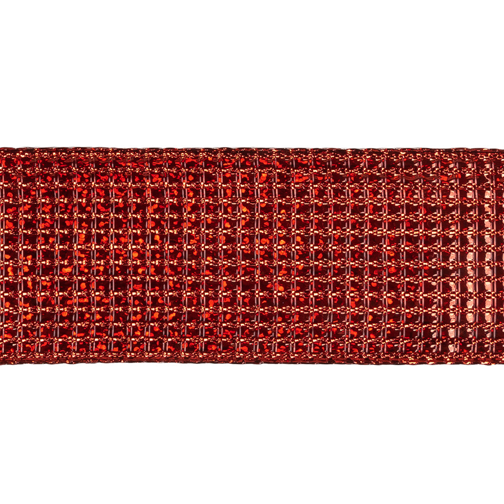 Metallic Red Iridescent Wire Edged Ribbon - 1.5" - Detail