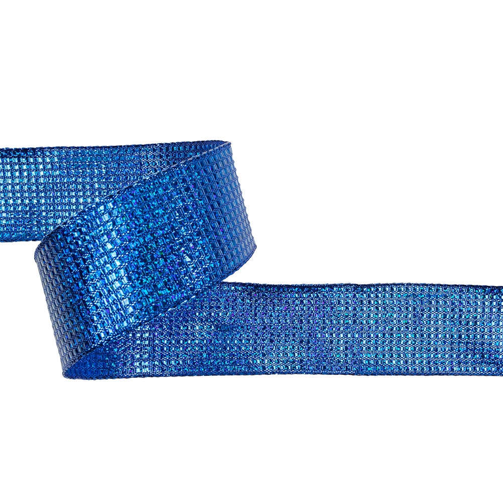 Metallic Royal Blue Iridescent Wire Edged Ribbon - 1.5"