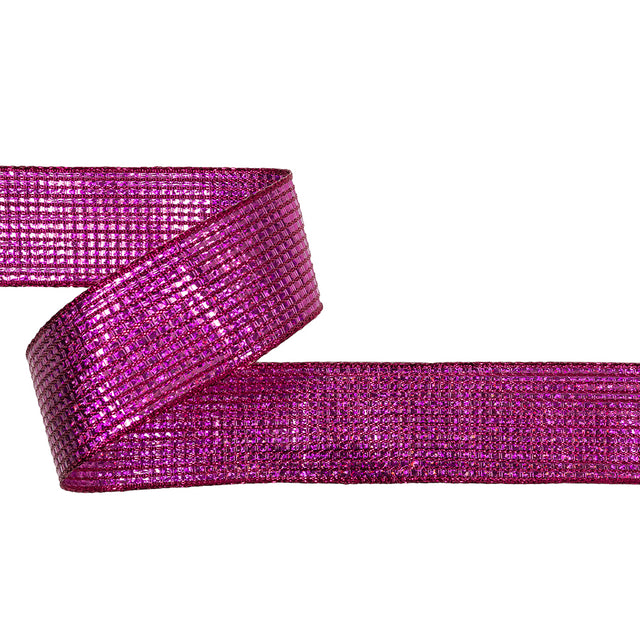 Metallic Fuchsia Iridescent Wire Edged Ribbon - 1.5"