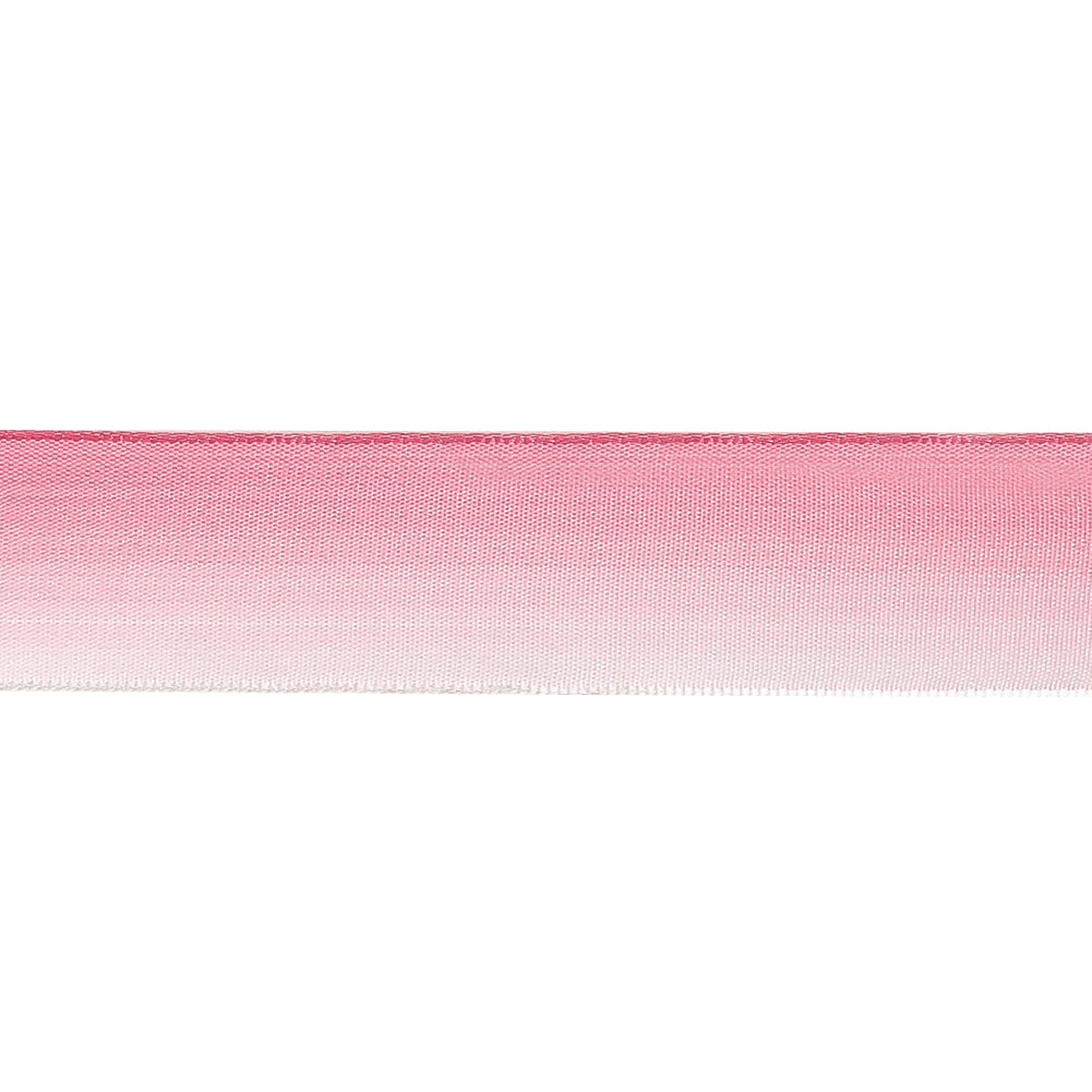 Light Pink and White Ombre Wire Edged Ribbon - 0.875" - Detail