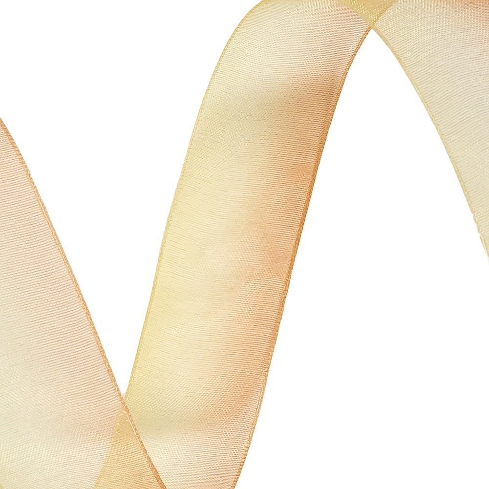Sheer Yellow and Orange Ombre Ribbon - 0.875" - Detail