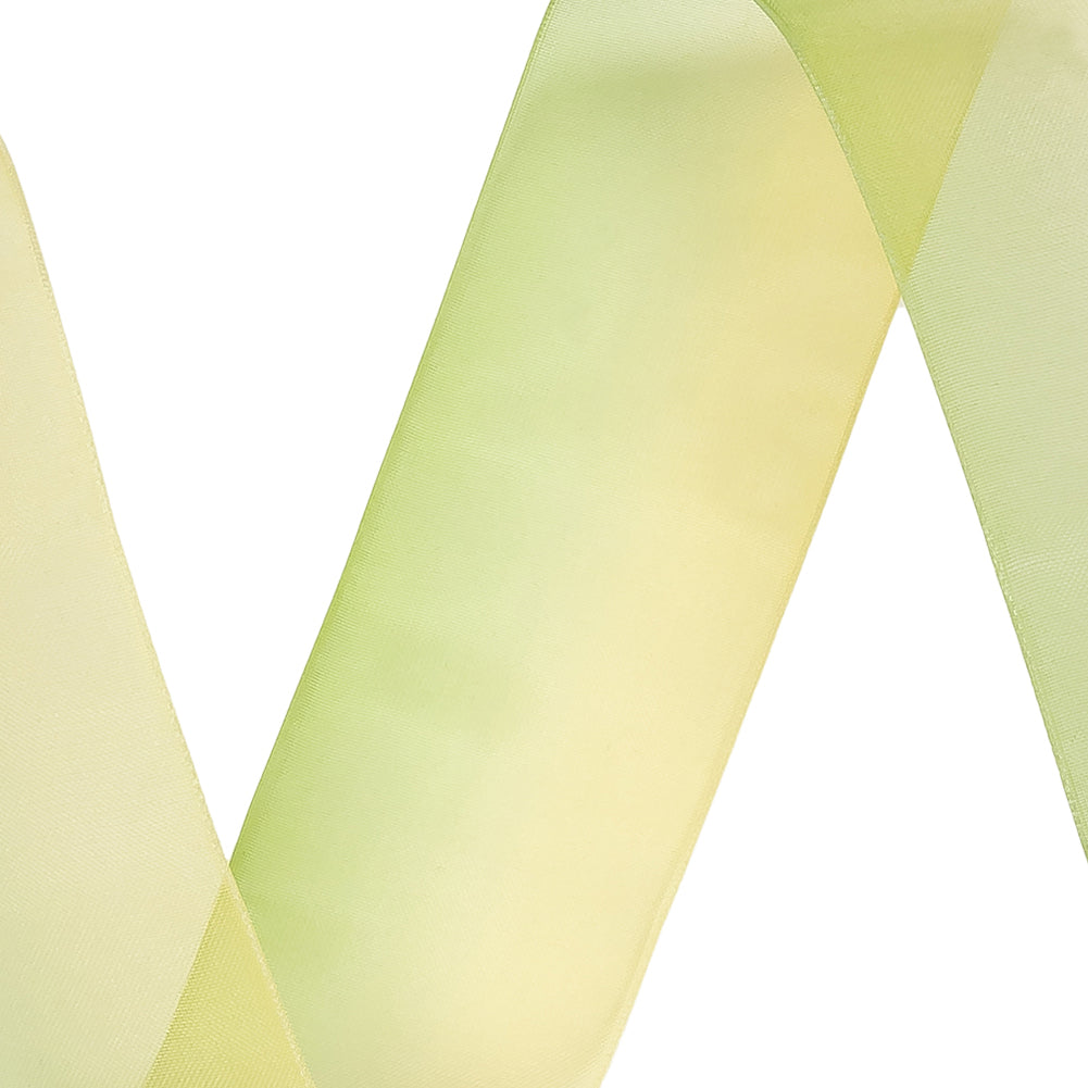 Sheer Yellow and Green Ombre Ribbon - 1.5" - Detail