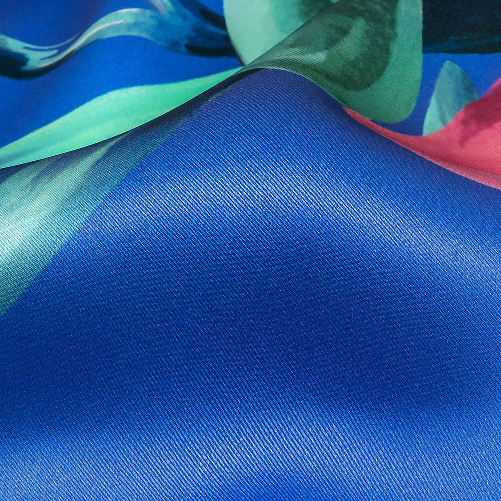 Mood Exclusive Italian Pink, Cascade and Blue Lilies Silk Charmeuse