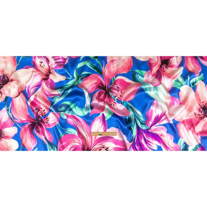 Mood Exclusive Italian Pink, Cascade and Blue Lilies Silk Charmeuse