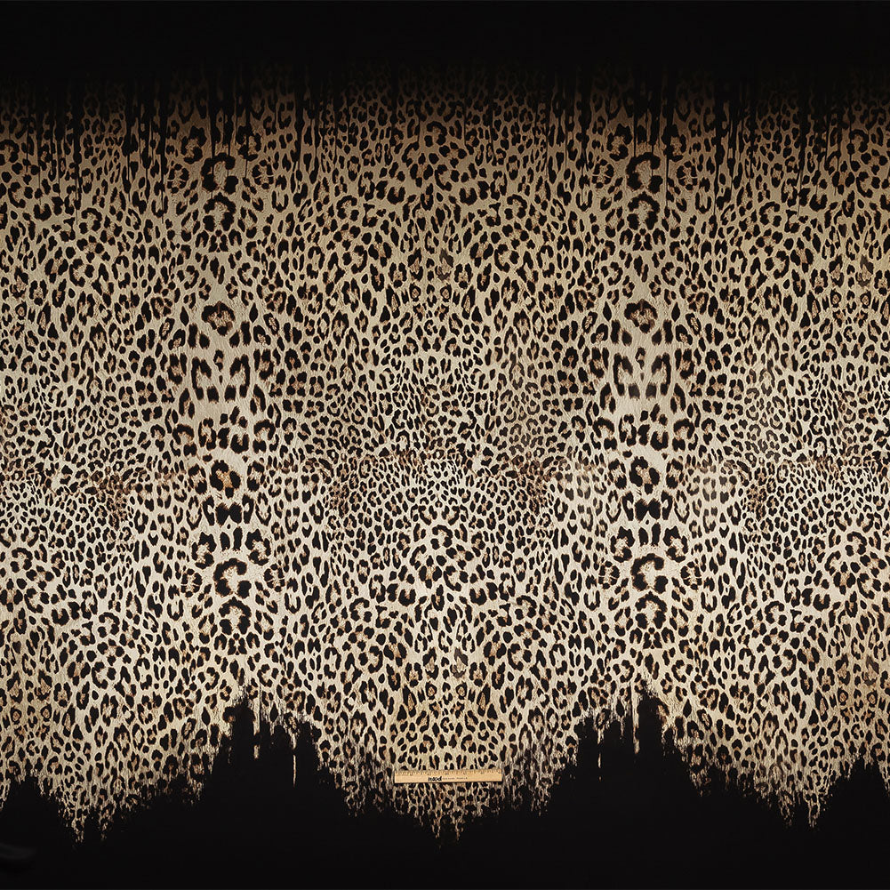 Mood Exclusive Italian Frosted Almond and Brown Leopard Silk Charmeuse Panel