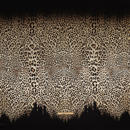 Mood Exclusive Italian Frosted Almond and Brown Leopard Silk Charmeuse Panel
