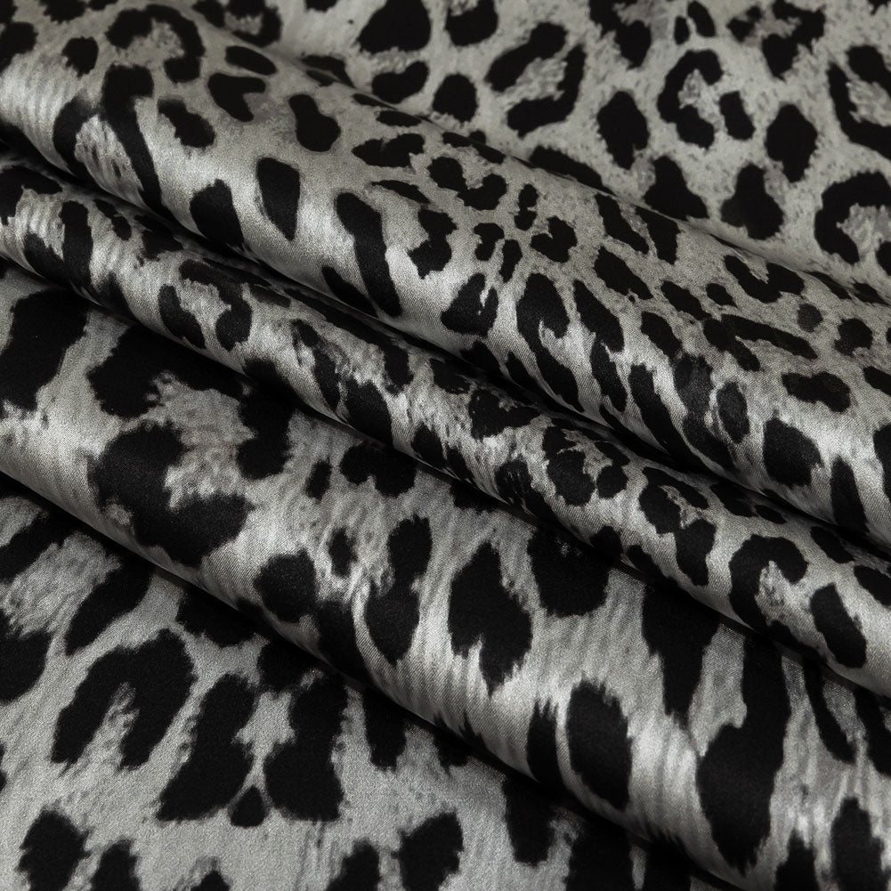 Mood Exclusive Italian White and Black Leopard Silk Charmeuse Panel
