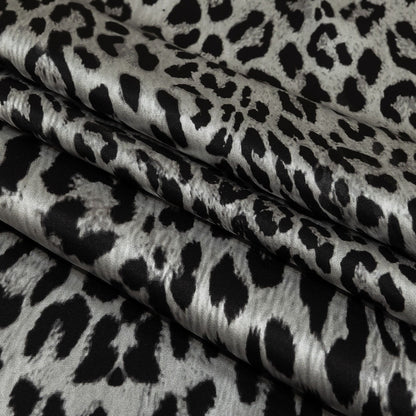 Mood Exclusive Italian White and Black Leopard Silk Charmeuse Panel