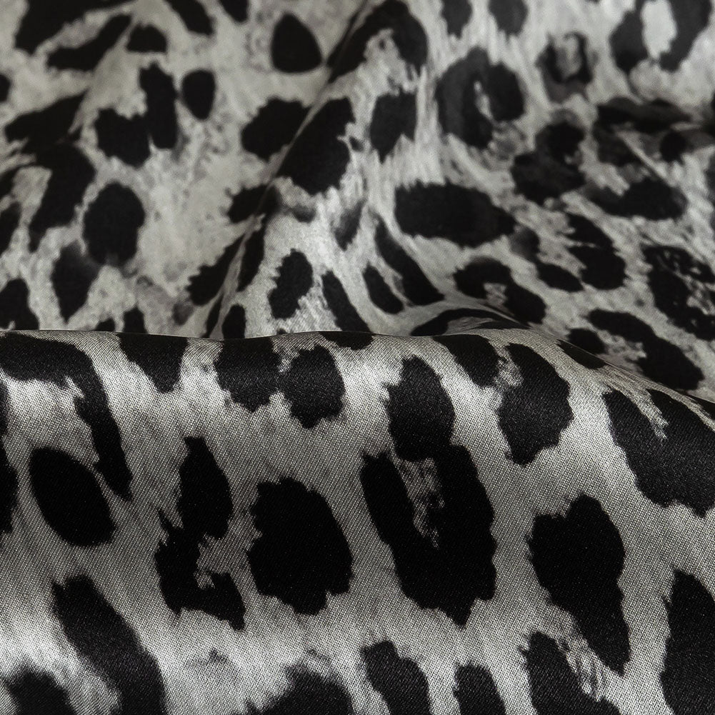 Mood Exclusive Italian White and Black Leopard Silk Charmeuse Panel