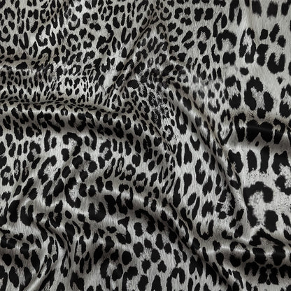 Mood Exclusive Italian White and Black Leopard Silk Charmeuse Panel