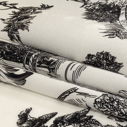 Mood Exclusive Italian Black Bean and Cloud Dancer Elegant Toile Silk Charmeuse