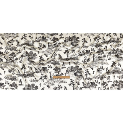 Mood Exclusive Italian Black Bean and Cloud Dancer Elegant Toile Silk Charmeuse