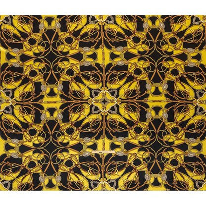 Mood Exclusive Italian Black, Yellow and Brown Bridles and Reins Silk Charmeuse Panel
