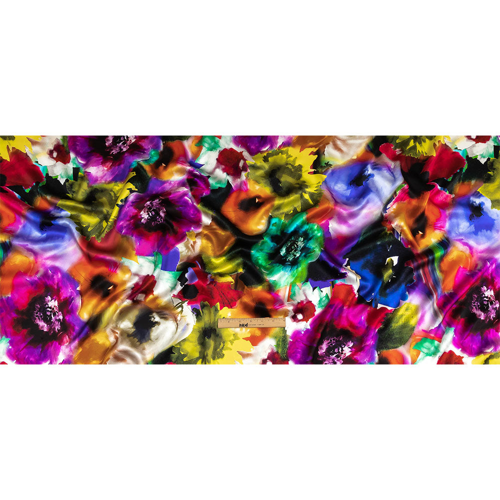 Mood Exclusive Italian Rainbow Floral Splash Silk Charmeuse