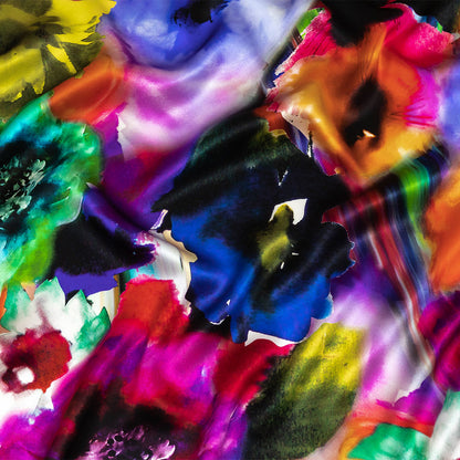 Mood Exclusive Italian Rainbow Floral Splash Silk Charmeuse