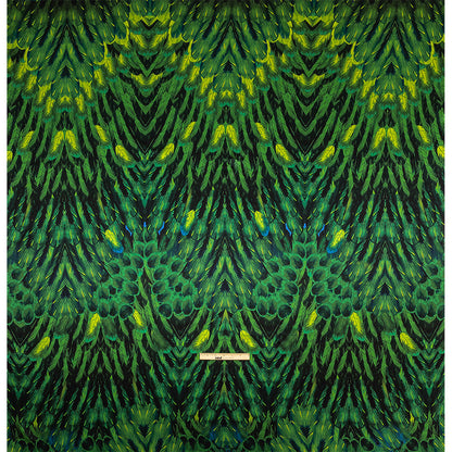 Mood Exclusive Italian Green and Black Feathered Chevrons Silk Charmeuse Panel