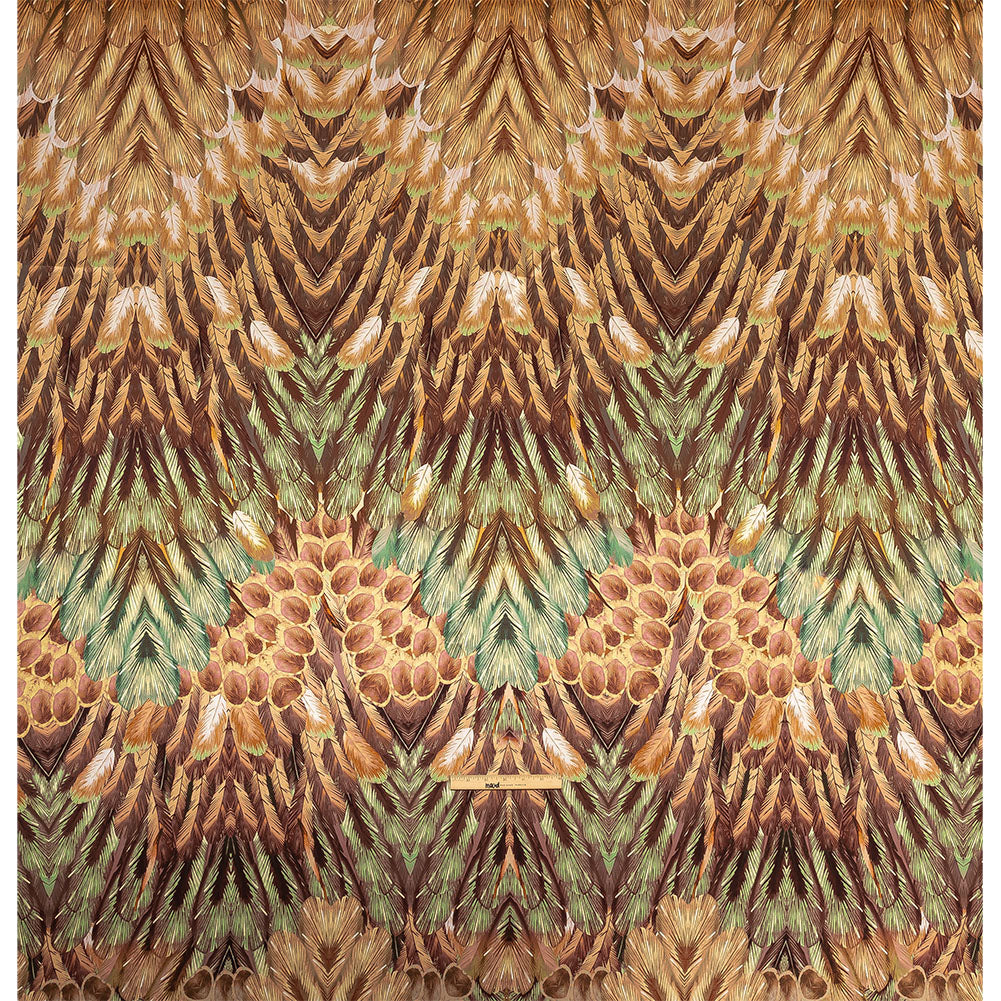 Mood Exclusive Italian Cream Blush and Sage Feathered Chevrons Silk Charmeuse Panel - Full