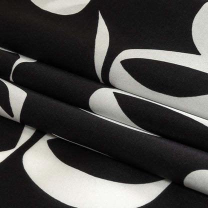 Mood Exclusive Italian Black Bean and White Calligraphic Squiggles Silk Charmeuse