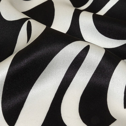 Mood Exclusive Italian Black Bean and White Calligraphic Squiggles Silk Charmeuse