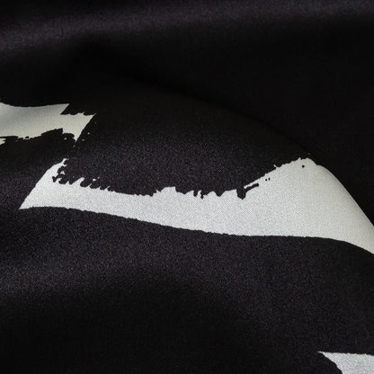 Mood Exclusive Italian White and Black Brushstrokes Silk Charmeuse