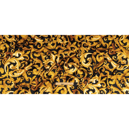 Mood Exclusive Italian Black and Gold Ornate Swirls Silk Charmeuse