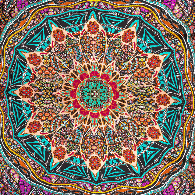 Mood Exclusive Italian Red, Green and Pink Medallion Silk Charmeuse Panel