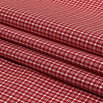 Pima Cotton Shirting - Red and White Plaid Folded