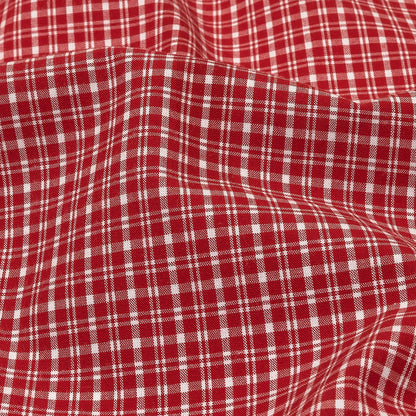 Pima Cotton Shirting - Red and White Plaid Detail