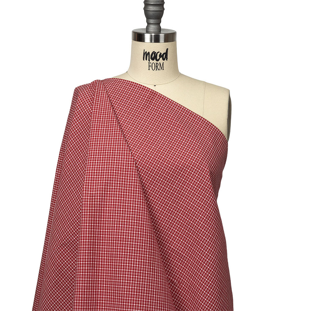 Pima Cotton Shirting - Red and White Plaid Drape