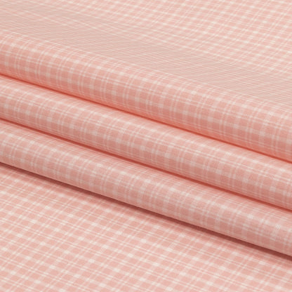 Pima Cotton Shirting - Pink and White Plaid Folded