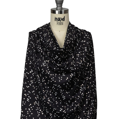 Black, White and Metallic Gold Foiled Hearts Brushed ITY Jersey Drape