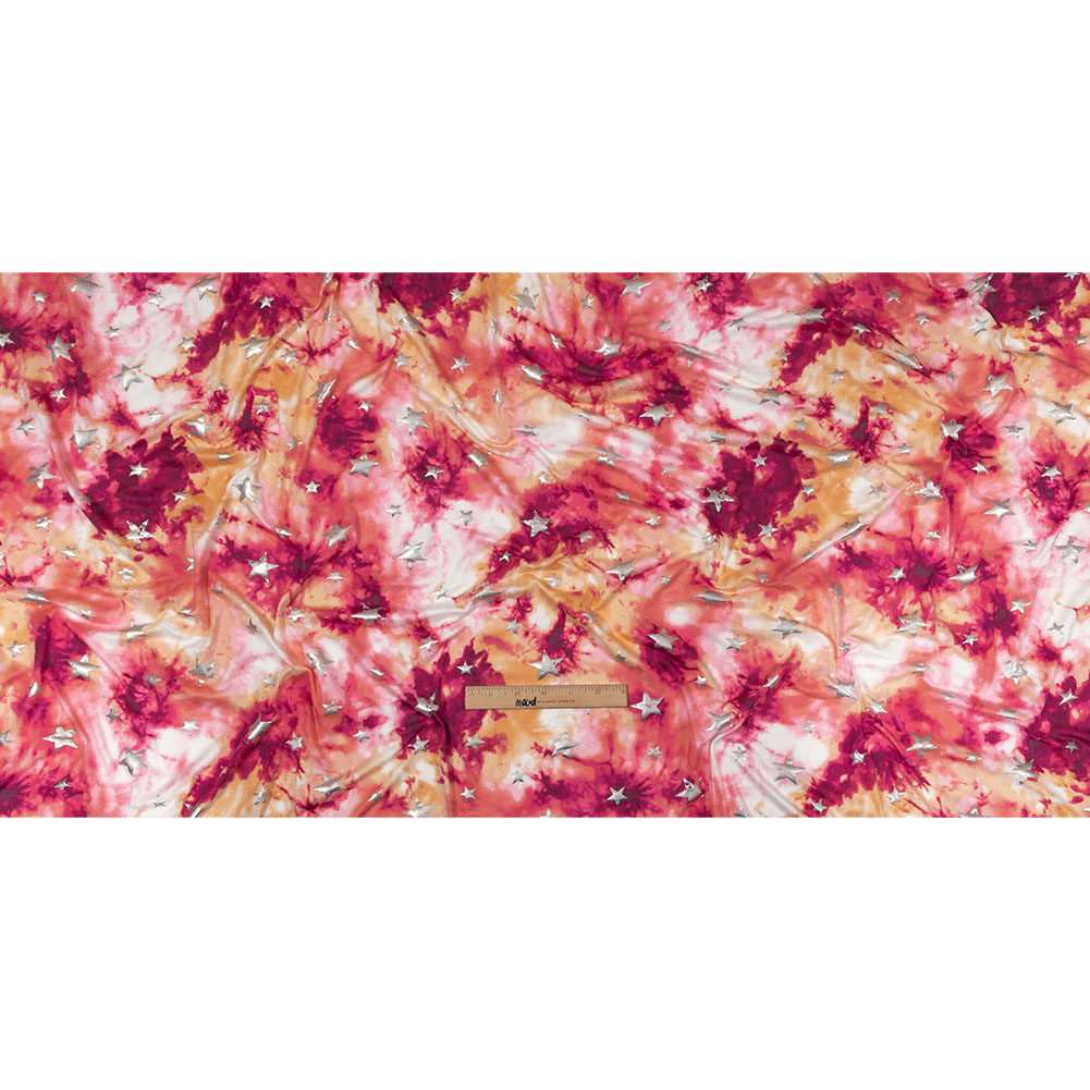 Pink, Yellow and Silver Foiled Stars Brushed ITY Jersey Full