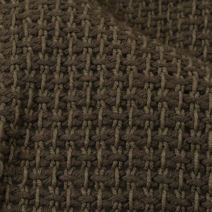 Teak and Turtle Green Net-Like Cotton and Polyester Novelty Woven Detail