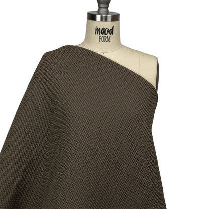 Teak and Turtle Green Net-Like Cotton and Polyester Novelty Woven Drape