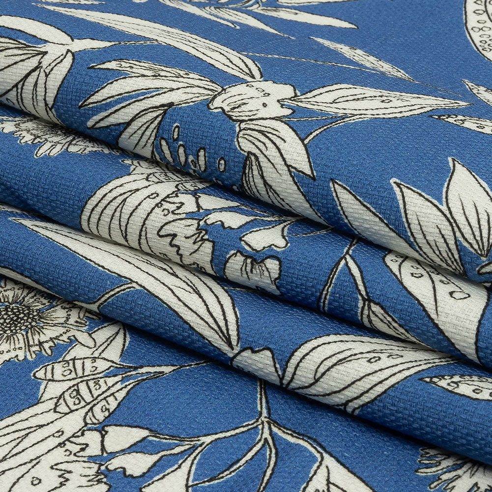 Mood Exclusive Light Blue Illustrated Cultivation Stretch Cotton Woven Folded