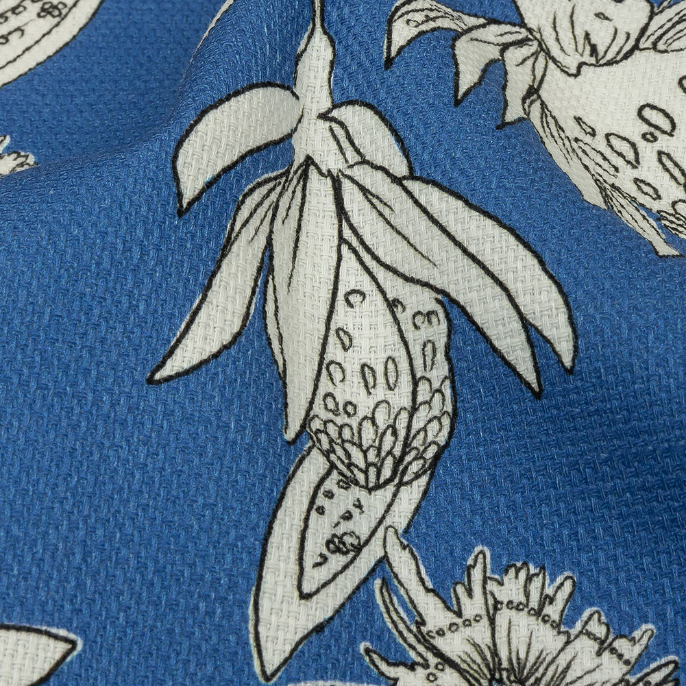 Mood Exclusive Light Blue Illustrated Cultivation Stretch Cotton Woven Detail