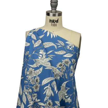Mood Exclusive Light Blue Illustrated Cultivation Stretch Cotton Woven Drape