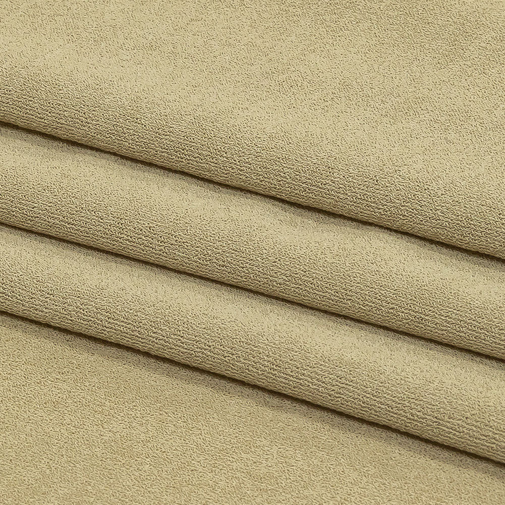 Beige Stretch Polyester Crepe Knit Folded