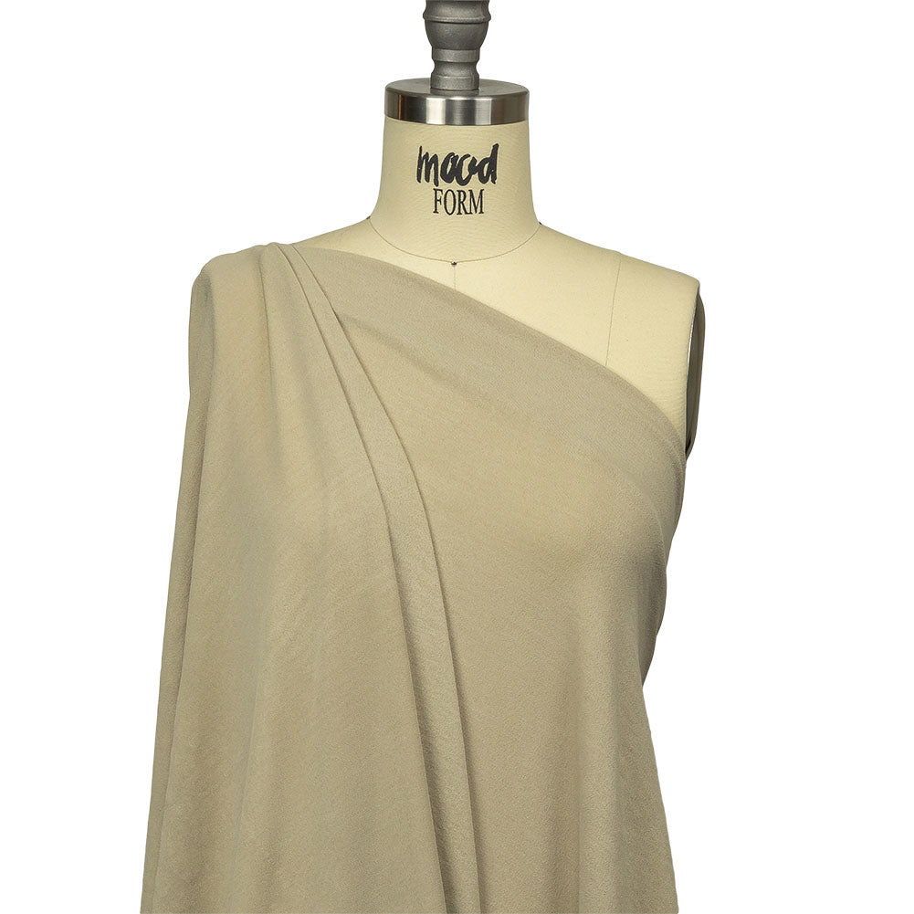 Beige Stretch Polyester Crepe Knit Drape