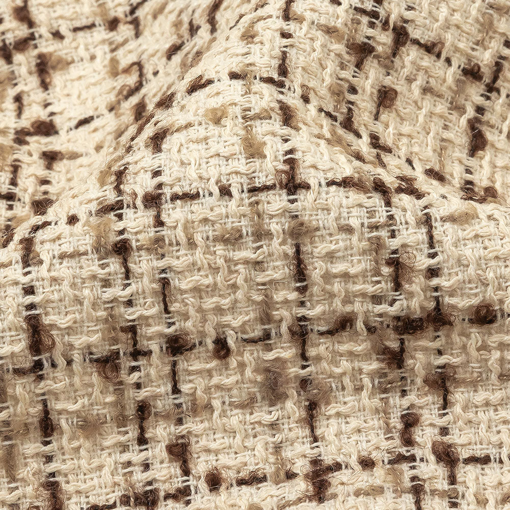 Fog, Amphora and Rocky Road Plaid Tweedy Polyester Boucle Detail