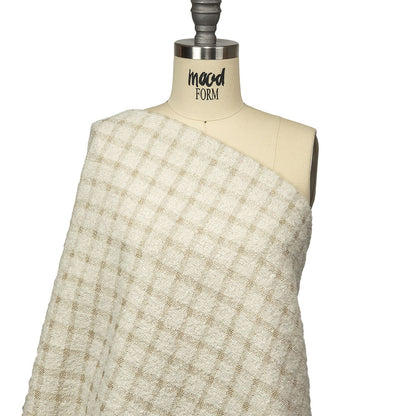 Rainy Day and Metallic Gold Plaid Polyester Boucle Drape