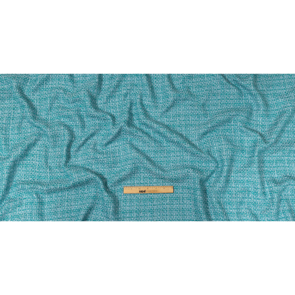 Teal, Sky Blue and Metallic Silver Polyester Tweed Full