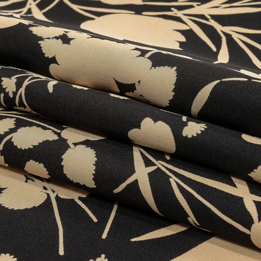 6-Ply Silk Crepe Print by The Row - Black and Cream Floral Folded