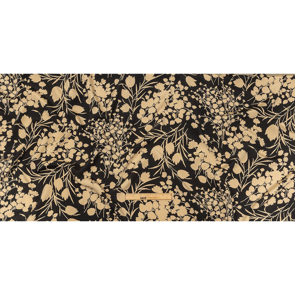 6-Ply Silk Crepe Print by The Row - Black and Cream Floral Full