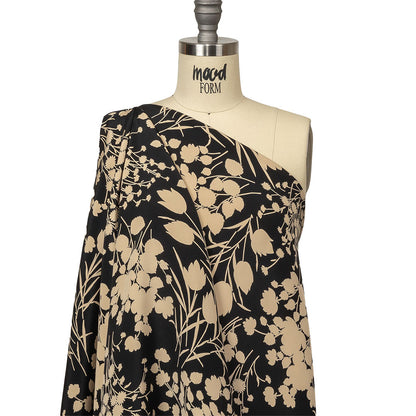 6-Ply Silk Crepe Print by The Row - Black and Cream Floral Drape