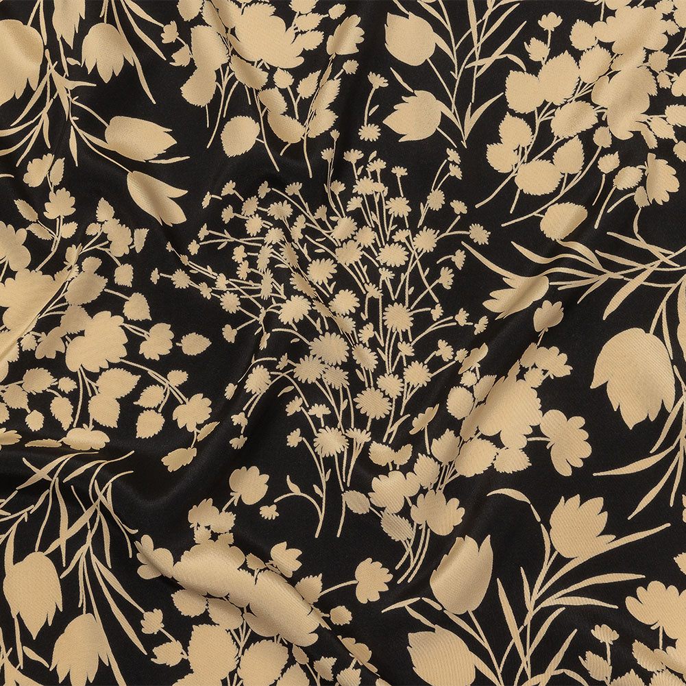 6-Ply Silk Crepe Print by The Row - Black and Cream Floral
