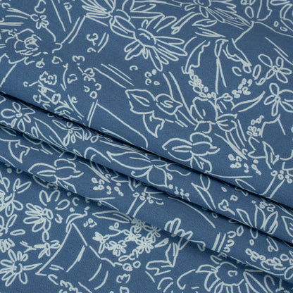 Mood Exclusive Country Blue Potted Pleasantries Cotton Poplin Folded